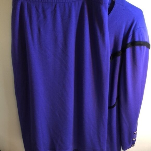 Vintage Size 12 Louis Feraud purple wool blend skirt suit - Picture 6 of 11